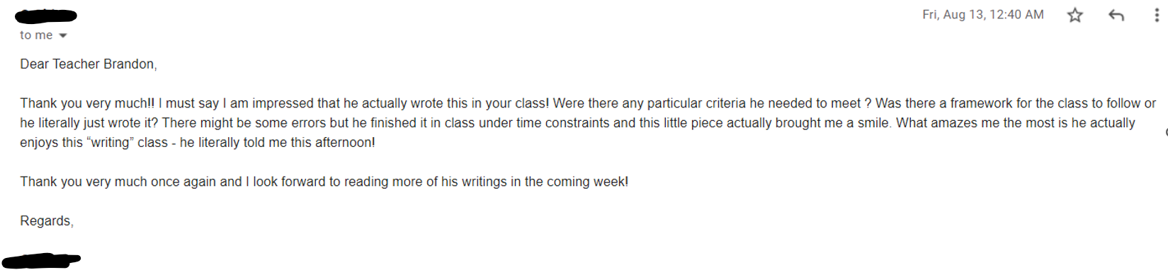 Parent Feedback 1 Parent Feedback 1